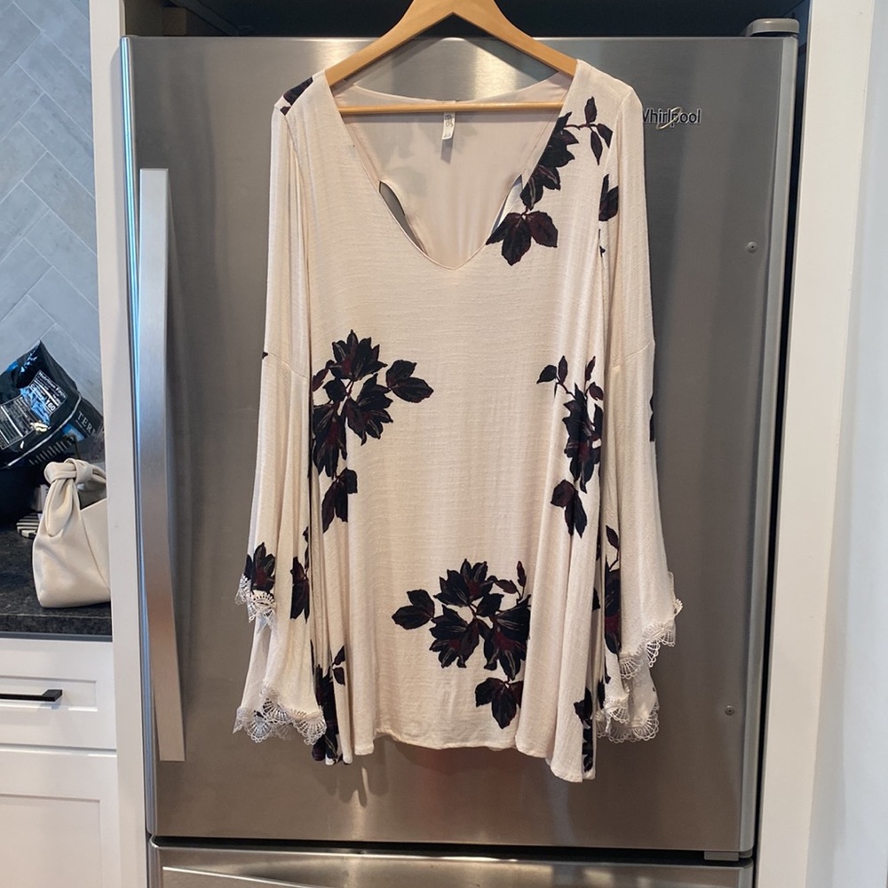 Free People Dress with Bell Sleeves and Back Cutout & Lace Detail